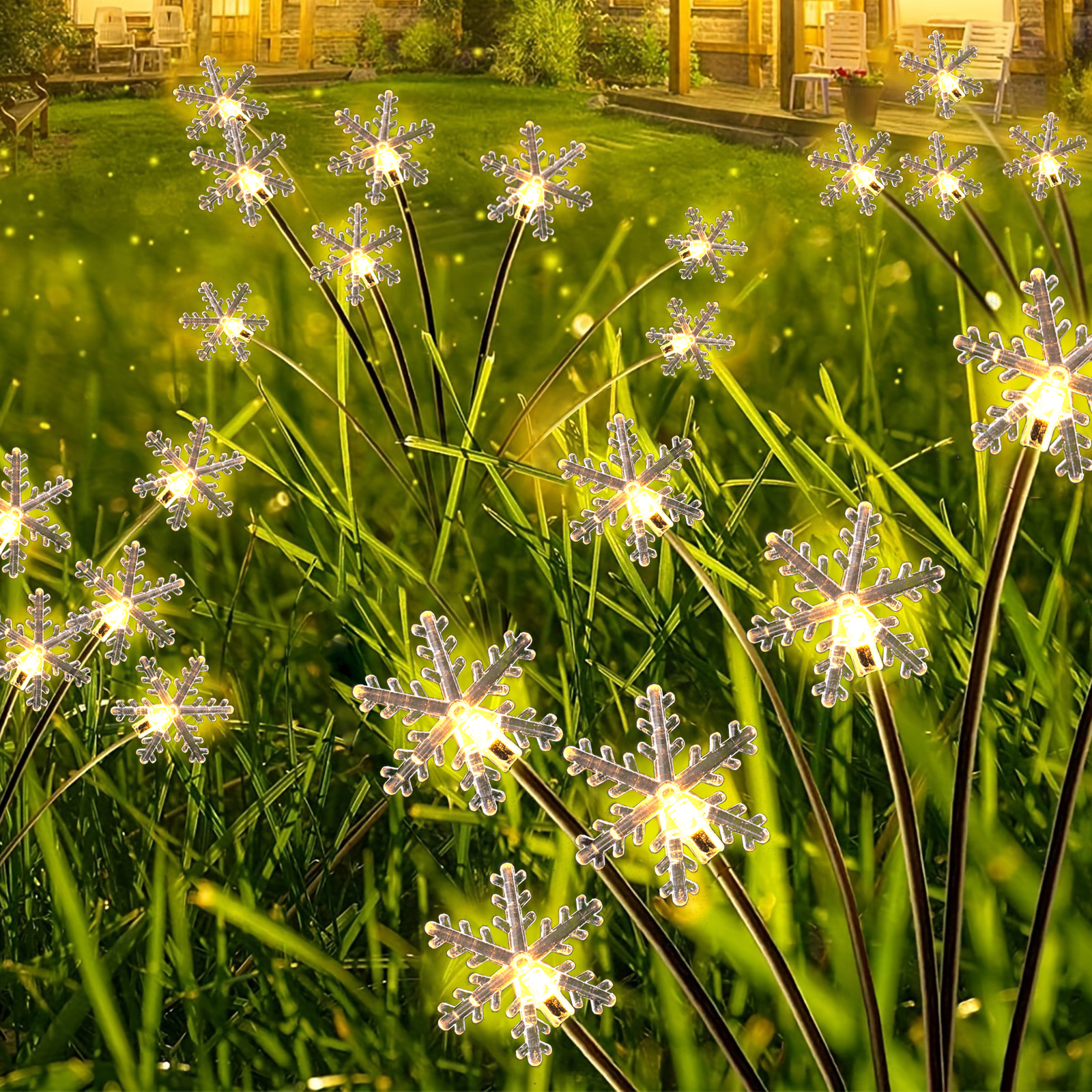 Illuminate Your Christmas Garden with Solar-Powered Swaying Snowflake Lights – Create a Magical Winter Wonderland